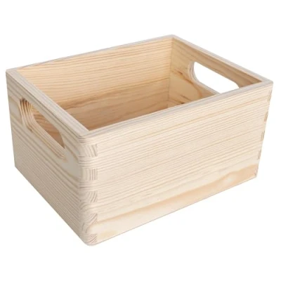 Afbeelding van Creative Deco Houten Kist met Handgrepen Fruitkist Mand 19,5 x 15 10 cm (+/ 1cm) Ongelakt Voor Documenten Kostbaarheden Speelgoed Gereedschap