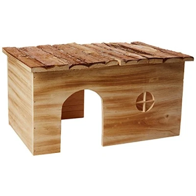 Afbeelding van Trixie Huis Grete Konijn 2 Uitgangen Schorshout Gevlamd 45x28x24 cm