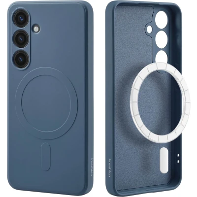 Afbeelding van iMoshion Hoesje Geschikt voor Samsung Galaxy S24 Siliconen Color Backcover MagSafe Donkerblauw