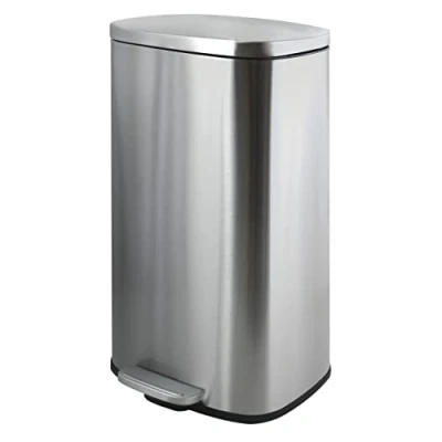 Afbeelding van Spirella SP2713 Afvalemmer 50 liter met zachte sluiting en pedaal, zilver, kunststof, verchroomd
