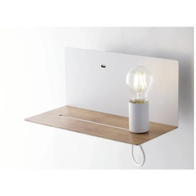 Afbeelding van ECO Light FLASH I AP BCO Wandlamp E27 40 W Wit, Hout