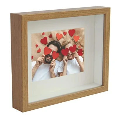 Afbeelding van 20 x 25 cm Box 3D fotolijst met passe partout, 13 18 cm, eiken