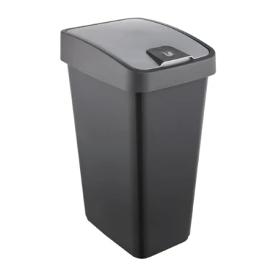 Afbeelding van keeeper Premium afvalemmer met schommeldeksel, Soft Touch, 45 l, 40 x 30 61,5 cm, magnetisch, grijs (grafiet)