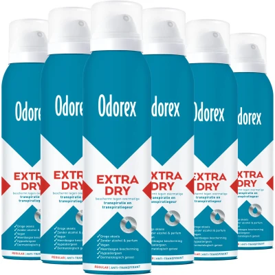 Afbeelding van Odorex Extra Dry Deodorant Spray Regular 6x 150ml voordeelverpakking