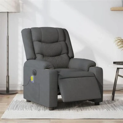 Afbeelding van VidaXL, Massagestoelen, Massagestoel elektrisch donkergrijs stof