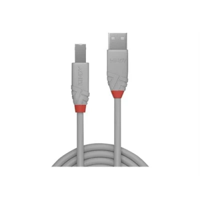 Image de Lindy Anthra Line Câble USB (M) pour type B 2.0 2 m rond gris (pack de 50)