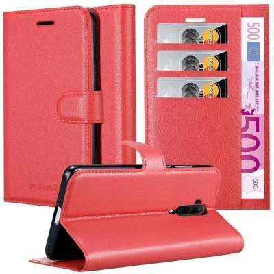 Afbeelding van Cadorabo Hoesje geschikt voor OnePlus 7T PRO in KARMIJN ROOD Beschermhoes met magnetische sluiting, standfunctie en kaartvakje Book Case Cover Etui
