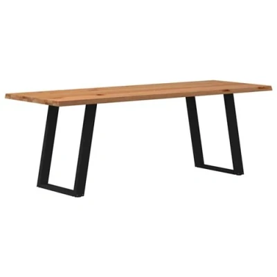 Image de vidaXL Table à manger et bord naturel bois massif chêne rectangulaire3304031