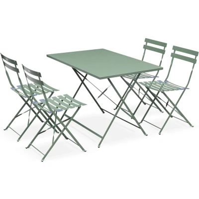 Afbeelding van sweeek Emilia rechthoekige inklapbare bistro tuinset 110 x 70cm, met vier stoelen, gepoedercoat staal