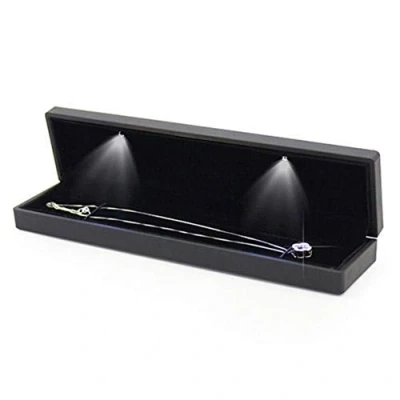 Afbeelding van YUYTE Rechthoekige LED Sieradendoos, Zachte Fluwelen Voering Krasbestendig Interieur, Ringen/Hanger/Armband/Ketting voor Verzameling en Opslag (Ketting)