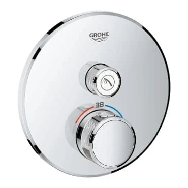 Afbeelding van Grohe Grohtherm Smartcontrol afdekset voor douchethermostaat rond Chroom