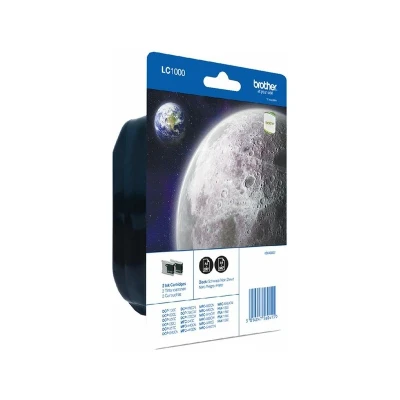 Afbeelding van Brother LC 1000BKBP2 Inktcartridge Zwart Voordeelbundel 2 pack