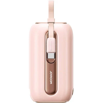 Afbeelding van Joyroom powerbank 10000mAh Colourful Series 22,5W met 2 ingebouwde USB C en Lightning kabels roze (JR L012)
