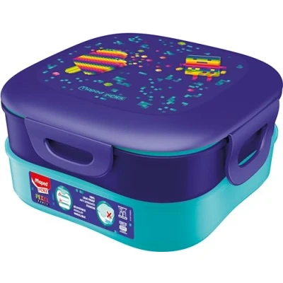 Afbeelding van Maped Picnik Lunchbox voor kinderen Pixel Party 2 modulaire vakken, waarvan 1 waterdicht vak, eenvoudige reiniging in de vaatwasser 1,4 l