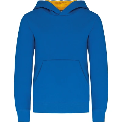 Afbeelding van Kariban Kinder hooded sweater met gecontrasteerde capuchon K453 Light Royal Blue / Yellow