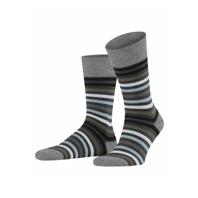 Afbeelding van Falke Tinted Stripe WARM Sokken, Heren, Maat: 39 42, Asphalt mel