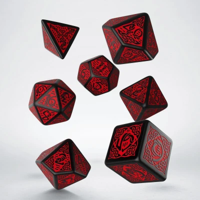 Afbeelding van Q Workshop Celtic 3D Revised RPG Dice Set: Black &amp; Red