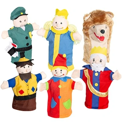 Afbeelding van Roba Kasperlefiguren van stof, handpoppenset 6 voudig, kinderpoppen voor poppentheater en rollenspel