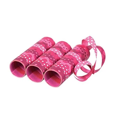 Image de Amscan filles à pois serpentine 13 cm papier rose 3 pièces