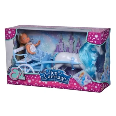 Afbeelding van Evi Love Ice Carrier/prinsessenpop met koets en paard, 12 cm, geschikt voor kinderen vanaf 3 jaar