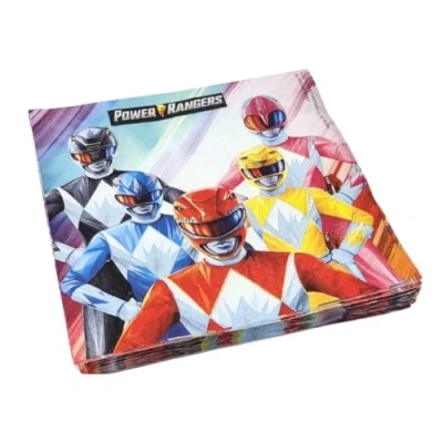 Afbeelding van BeenSmile, Power RANGERS Papieren servetten, feestartikelen, feest, feest en kinderverjaardag, 33 cm, 20 stuks