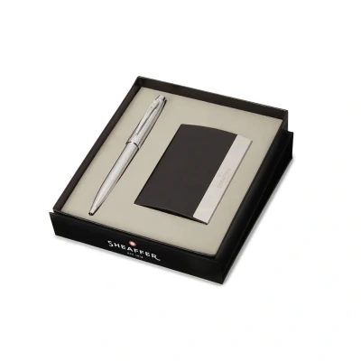 Afbeelding van Giftset Sheaffer 100 Brushed Chrome CT &amp; Business Card Holder