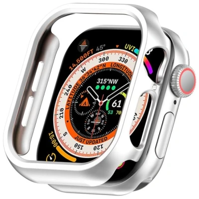 Afbeelding van By Qubix Hard case 42mm (open front) Zilver Geschikt voor Apple Watch (series 10) hoesje screenprotector Bescherming iWatch Bescherm