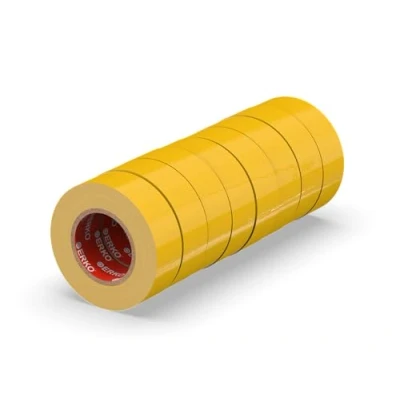 Afbeelding van ERKO isolatietape, 8 stuks, 19 mm x 20 m, geel, isolatietape voor elektrische kabels, hoge flexibiliteit en hechting, afdichtingsband