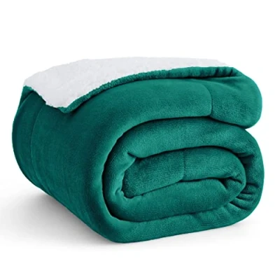 Afbeelding van Bedsure Bankdeken, fleecedeken, bankovertrek, sherpa deken voor 2 personen, zacht en warm, groen, 150 x 200 cm