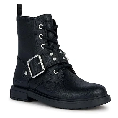 Afbeelding van Geox Eclair GIRL Veterboots voor kinderen, Maat: 36, Black Hoogwaardig imitatieleer