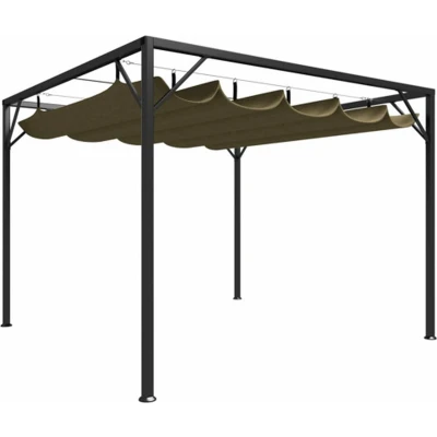 Afbeelding van VidaXL Tuinprieel met uittrekbaar dak 180 g/m² 3x3 m taupe