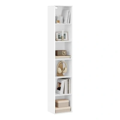 Afbeelding van WOLTU Boekenkast, opbergkast, halfopen zuil met 6 vakken, van spaanplaat, voor kantoor, woonkamer, studeerkamer, 30 x 24 158,5 cm, wit SK003ws6
