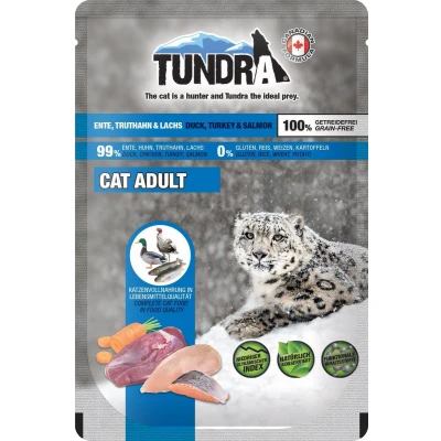 Afbeelding van Tundra kattenvoer natvoer pouchpack eend, kalkoen en zalm
