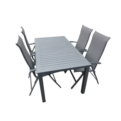Afbeelding van Suns Set van Este tafel 160x90 cm grijs en 4 Lucca stoelen antraciet