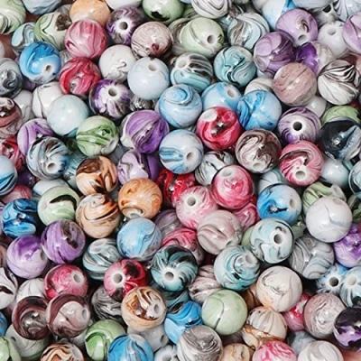 Afbeelding van Belle Vous Acryl Ronde Kralen Voor Sieraden Maken (500 Pak) Spacer Armband &amp; Ketting DIY Hobby Kristallen Koord Set Multigekleurde Inkt Patronen Sleutelhangers Keychains