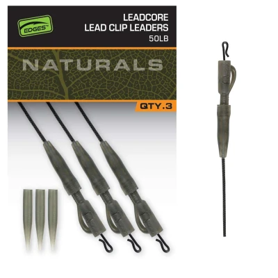 Afbeelding van Fox Naturals Leadcore PG Lead Clip Leaders 75cm (50lb) (3 stuks)