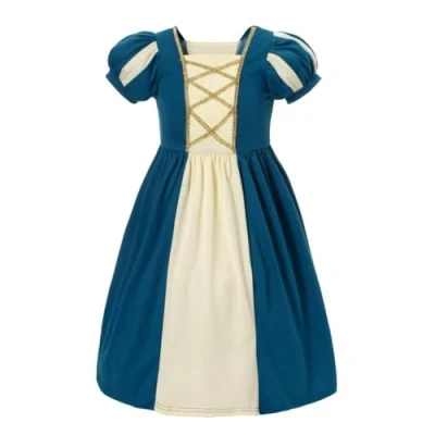 Afbeelding van Lito Angels Verkleedjurk prinses Merida Rebel, voor meisjes, maat 3 4 jaar, donkerblauwgroen (stoffen label 100)