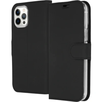 Afbeelding van iPhone 12 Pro Max Hoesje Met Pasjeshouder Accezz Wallet Softcase Bookcase Zwart