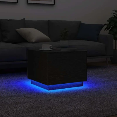 Afbeelding van vidaXL Salontafel met LED verlichting 50x50x40 cm zwart eikenkleurig