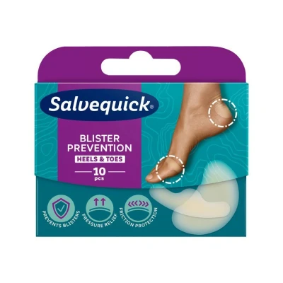 Afbeelding van Salvequick, Gips, ister Patch Voetverzorging Hielen &amp; Tenen Schaafwonden en schuurwonden 10 stuks. (10 x)