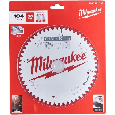 Afbeelding van MILWAUKEE 4932471299 cirkelzaagblad P Alu 184 x 30 2.4 mm, 54TF negatief