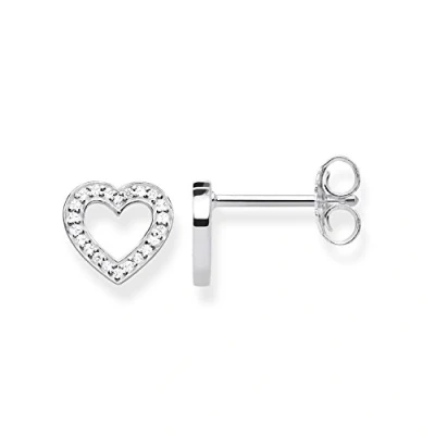 Afbeelding van Thomas SABO HERZ Oorbellen silvercoloured/white, Dames, Maat: One Size, Silver coloured/white