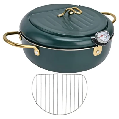 Afbeelding van Tempura mini friteuse roestvrij staal 304 temperatuurregeling met thermometer groen