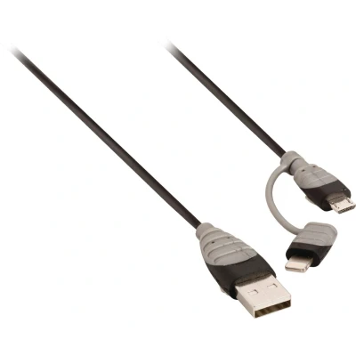Afbeelding van Bandridge Bbm39400B10 2 In 1 Data En Oplaadkabel Usb Micro B Male + Lightningadapter A 1.00 M