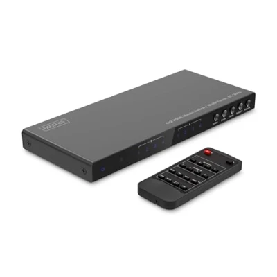 Afbeelding van Digitus DS 55345 HDMI switch 4 + 2 poorten LED weergave, Met afstandsbediening, Ultra HD geschikt, metalen behuizing, Individueel schakelbaar,