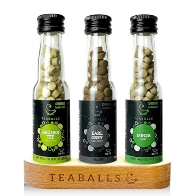 Image de TEABALLS Lot de 3 verres classiques thé vert, gris EARL GREY, menthe pour environ 120 tasses