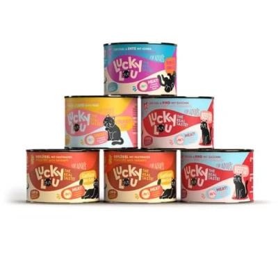 Afbeelding van 6x200g Lucky Lou Lifestage Adult Tasty Mix Nat Kattenvoer