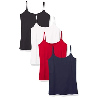 Image de Amazon Essentials Caraco Coupe Cintrée Women&#039;s, Pack of 4, Bleu Marine/Noir/Rouge Cerise, S