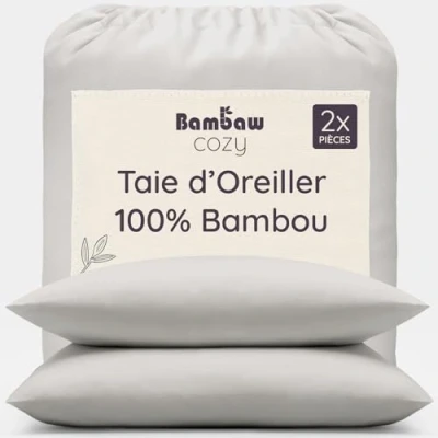 Afbeelding van Bamboe Kussenslopen 2 stuks Eco Kussensloop 65cm bij Grijs Luxe Beddengoed Hypoallergeen Puur Lyocell Ultra ademende Stof Bambaw