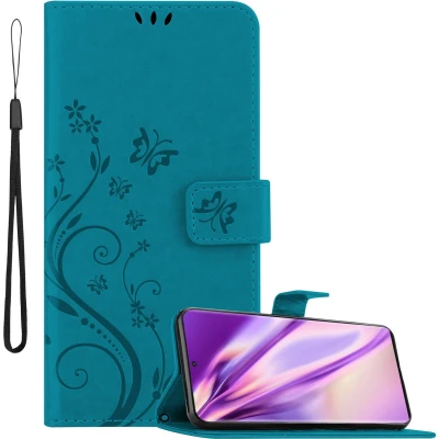 Afbeelding van Cadorabo Hoesje geschikt voor Samsung Galaxy NOTE 20 ULTRA in BLOEMEN BLAUW Beschermhoes bloemmotief met magnetische sluiting, standfunctie en kaartsleuven Book Case Cover Etui